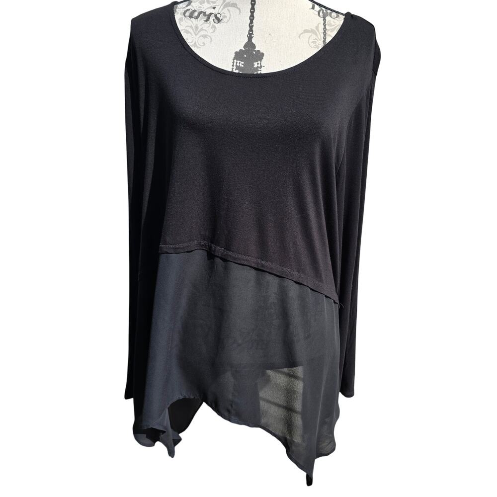 Y2k Asymmetrical Cyrus Black Mesh Top Size 3XL